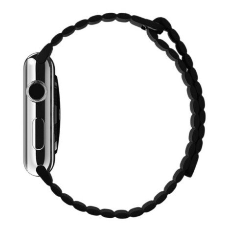 Curea iUni compatibila cu Apple Watch 1/2/3/4/5/6/7, 40mm, Leather Loop, Piele, Black