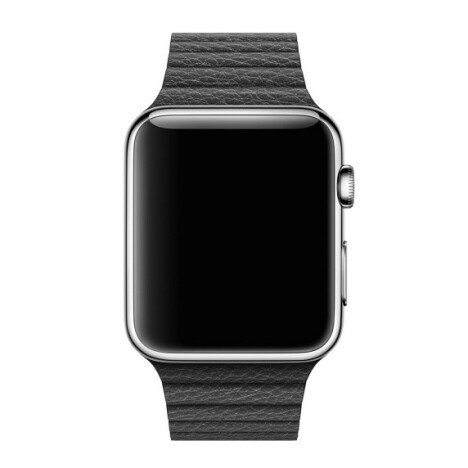 Curea iUni compatibila cu Apple Watch 1/2/3/4/5/6/7, 40mm, Leather Loop, Piele, Black