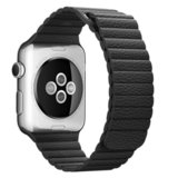 Curea iUni compatibila cu Apple Watch 1/2/3/4/5/6/7, 44mm, Leather Loop, Piele, Black